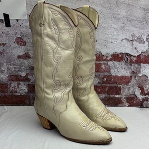 Acme Cream Western Leather Boots - Women's Fashion Boots SZ 10 M